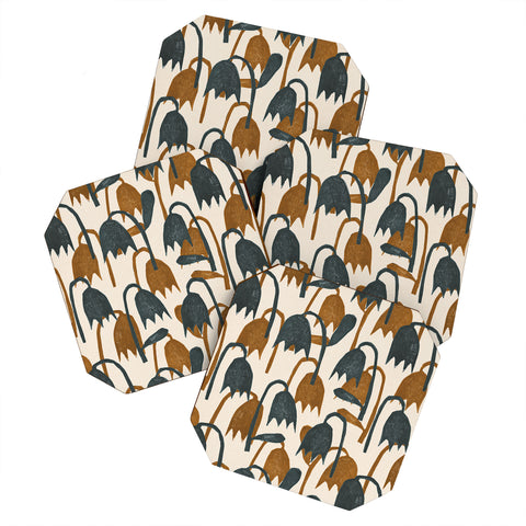 Alisa Galitsyna Linocut Tulip Pattern 1 Coaster Set