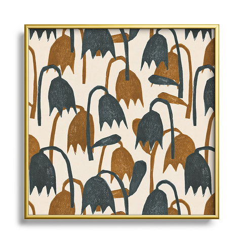 Alisa Galitsyna Linocut Tulip Pattern 1 Square Metal Framed Art Print