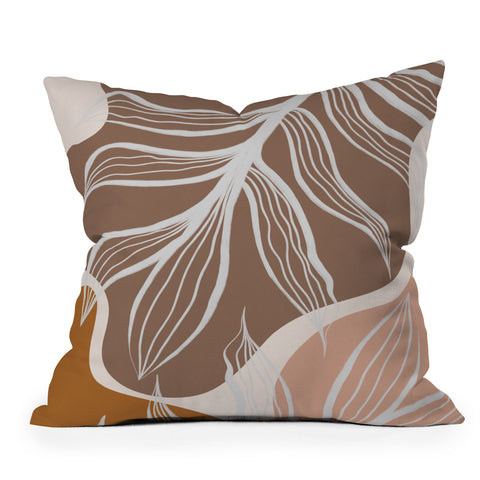 Alisa Galitsyna Organic Shapes Palm Leaves Outdoor Throw Pillow