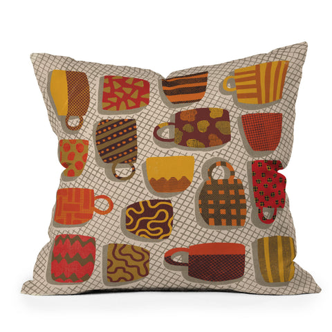 Alisa Galitsyna Patterned Cups and Glasses Outdoor Throw Pillow