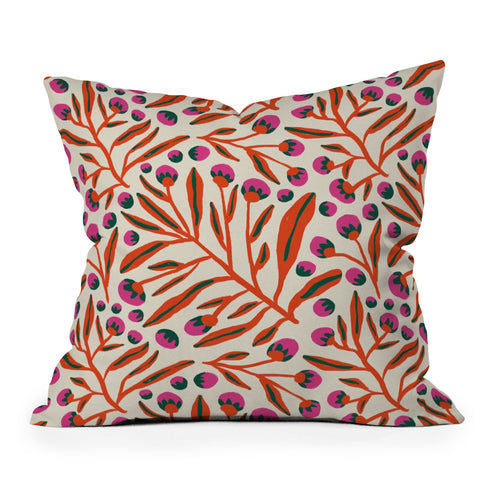 Alisa Galitsyna Red and Pink Berries Outdoor Throw Pillow