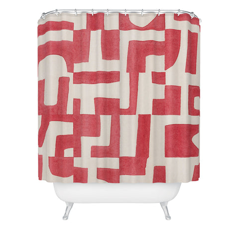 Alisa Galitsyna Red Puzzle Shower Curtain
