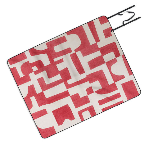 Alisa Galitsyna Red Puzzle Picnic Blanket