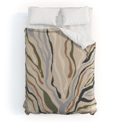 Alisa Galitsyna Rivers Topographic Map Duvet Cover