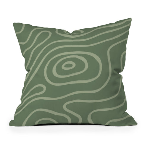 Alisa Galitsyna Topographic Map Grayish Green Outdoor Throw Pillow