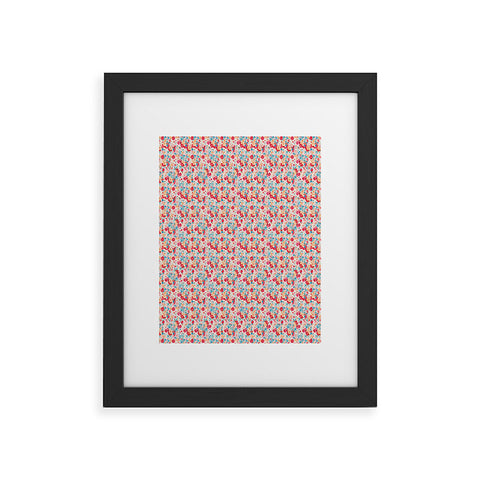 alison janssen Charming Red Blue Floral Framed Art Print