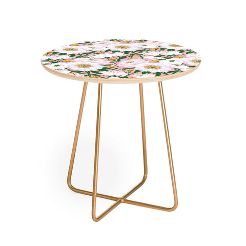 alison janssen Peonies on Pink I Round Side Table