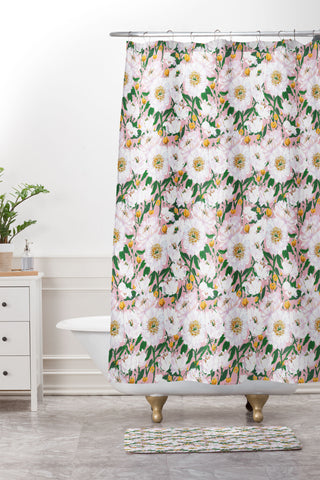alison janssen Peonies on Pink I Shower Curtain And Mat