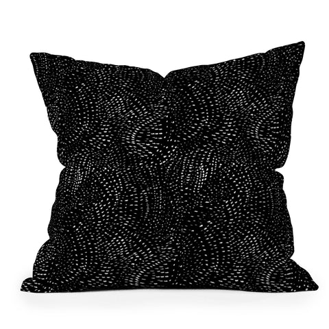 alison janssen white on black dots Outdoor Throw Pillow