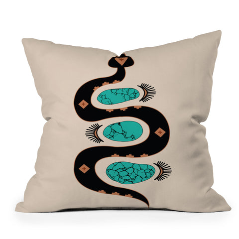 Allie Falcon Southwestern Slither in Black Outdoor Throw Pillow