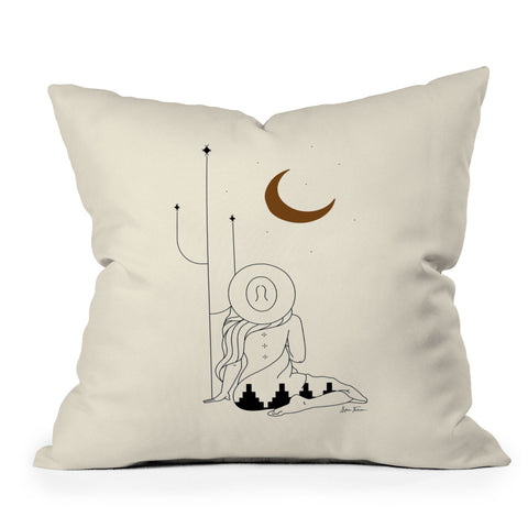 Allie Falcon Talking to the Moon Rustic Outdoor Throw Pillow