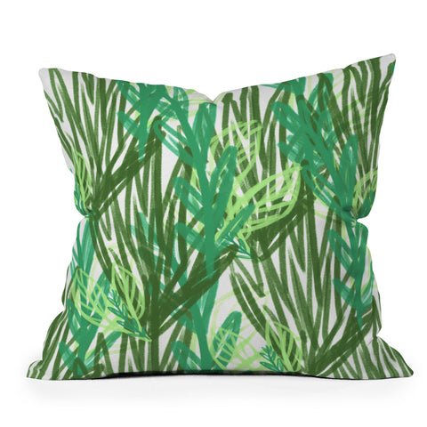 Allyson Johnson Abstract greenery Outdoor Throw Pillow