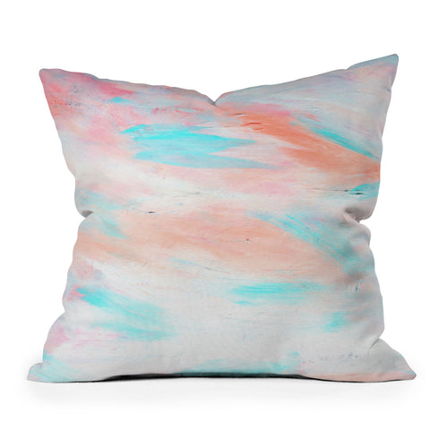 Allyson Johnson Coral Abstract Outdoor Throw Pillow