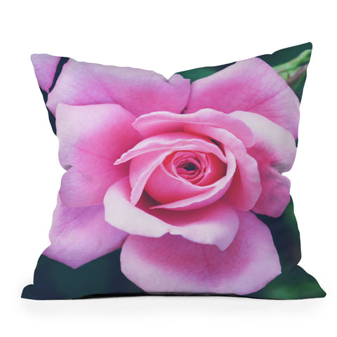 Allyson Johnson Darling Pink Rose Outdoor Throw Pillow
