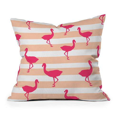 Allyson Johnson Flamingos and peach Outdoor Throw Pillow