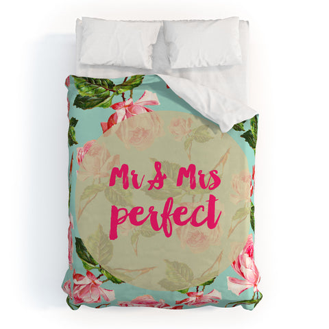 Allyson Johnson Floral Mr and Mrs Perfect Duvet Cover