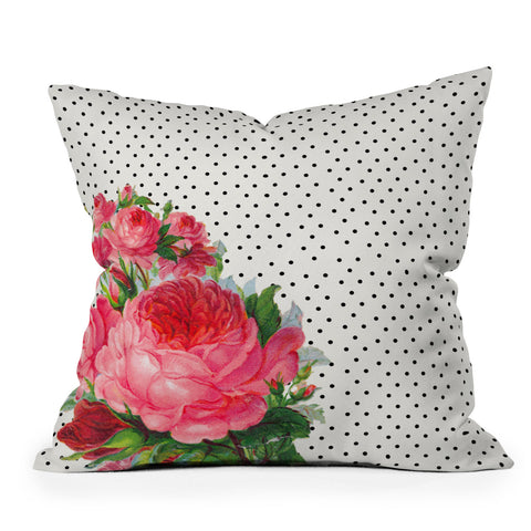 Allyson Johnson Floral Polka Dots Outdoor Throw Pillow