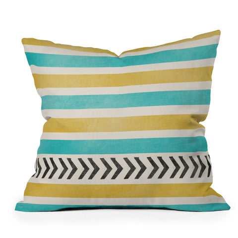 Allyson Johnson Green And Blue Stripes And Arrows Outdoor Throw Pillow