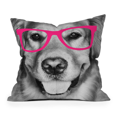 Allyson Johnson Hippest dog pink Outdoor Throw Pillow