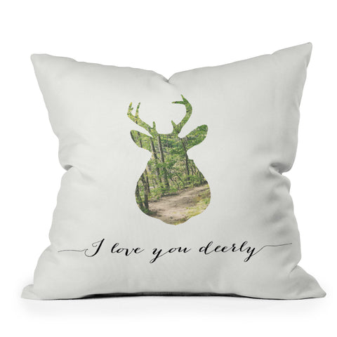 Allyson Johnson I Love You Deerly Silhouette Outdoor Throw Pillow