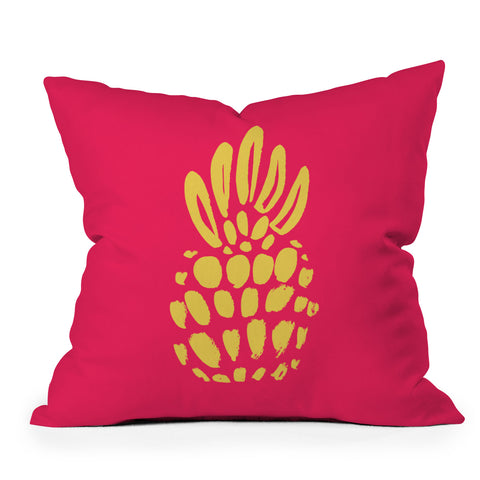 Allyson Johnson Neon Pineapple Outdoor Throw Pillow