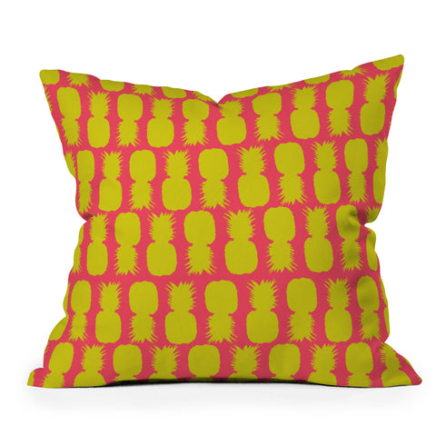 Allyson Johnson Neon Pineapples Outdoor Throw Pillow