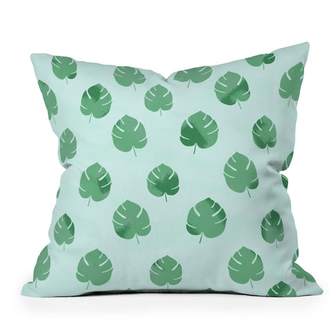 Allyson Johnson Palm Spring Leaves Outdoor Throw Pillow