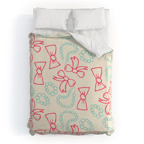 Allyson Johnson Pearls And Bows Duvet Cover