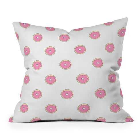 Allyson Johnson Pink donuts Outdoor Throw Pillow