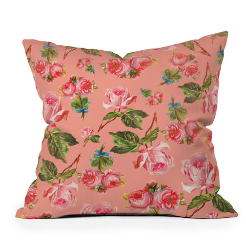 Allyson Johnson Pink Floral Outdoor Throw Pillow