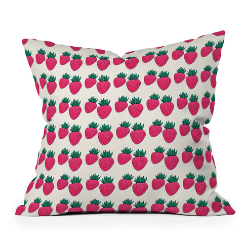 Allyson Johnson Strawberries And Cream Outdoor Throw Pillow