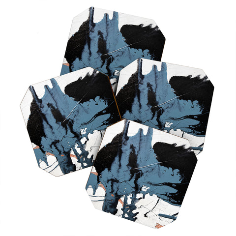 Alyssa Hamilton Art Black Diamond A minimal abstract Coaster Set