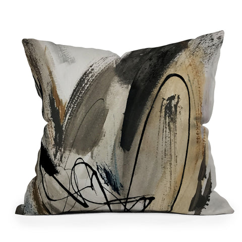 Alyssa Hamilton Art Drift 5 a neutral abstract mix Outdoor Throw Pillow