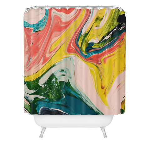 Alyssa Hamilton Art Revival A colorful retro painting Shower Curtain