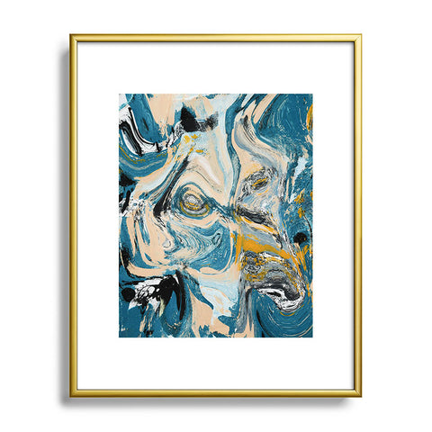 Alyssa Hamilton Art Tide Pool blue yellow and peach Metal Framed Art Print