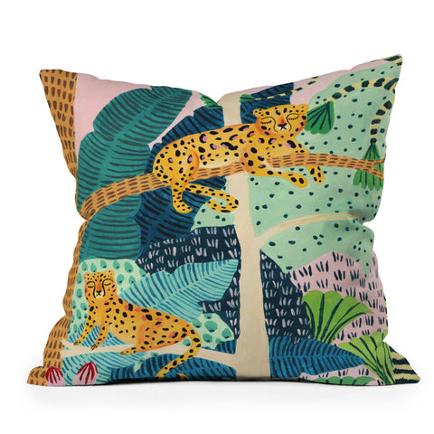 Ambers Textiles Jungle Cheetahs Outdoor Throw Pillow