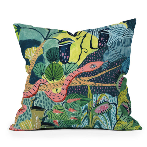 Ambers Textiles Jungle Snakes Outdoor Throw Pillow