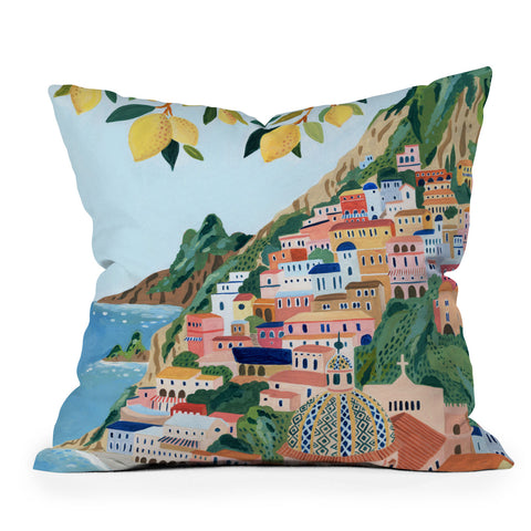 Ambers Textiles Positano Italy Outdoor Throw Pillow