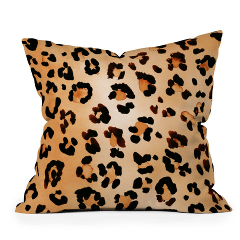 Amy Sia Animal Leopard Brown Outdoor Throw Pillow