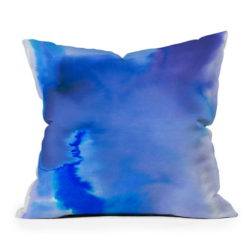 Amy Sia Aquarelle Blue Outdoor Throw Pillow
