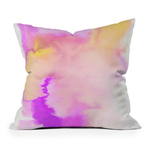 Amy Sia Aquarelle Pastel Peach Outdoor Throw Pillow