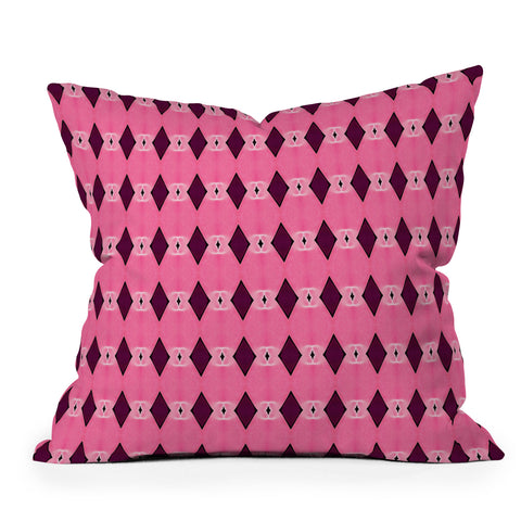 Amy Sia Art Deco Mini Triangle Pink Outdoor Throw Pillow