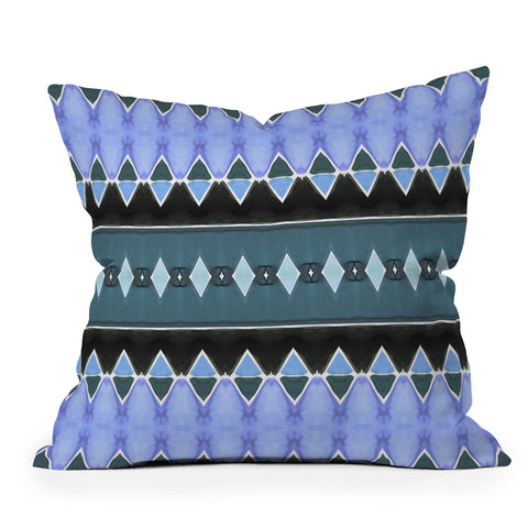 Amy Sia Art Deco Triangle Stripe Light Blue Outdoor Throw Pillow