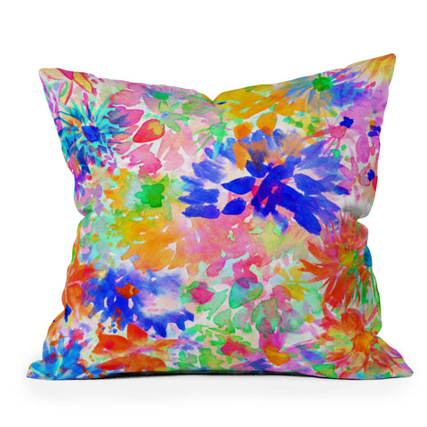 Amy Sia Bloom Blue Outdoor Throw Pillow