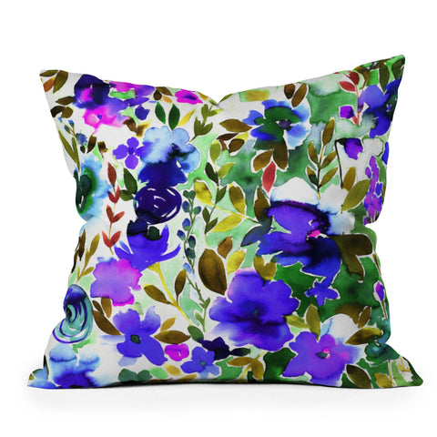 Amy Sia Evie Floral Olive Outdoor Throw Pillow