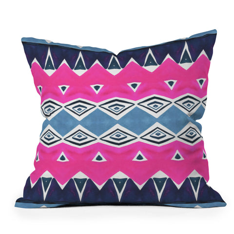 Amy Sia Geo Triangle 2 Pink Navy Outdoor Throw Pillow