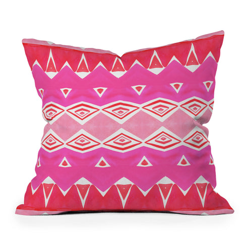 Amy Sia Geo Triangle 2 Pink Outdoor Throw Pillow