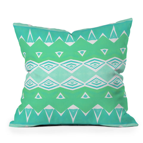 Amy Sia Geo Triangle 2 Sea Green Outdoor Throw Pillow
