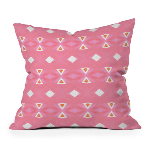 Amy Sia Geo Triangle 3 Peach Outdoor Throw Pillow