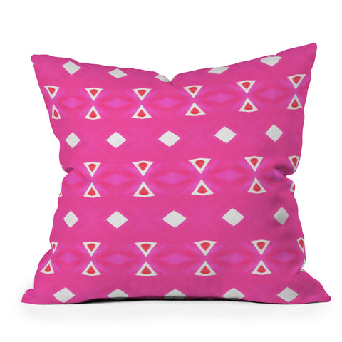 Amy Sia Geo Triangle 3 Pink Outdoor Throw Pillow